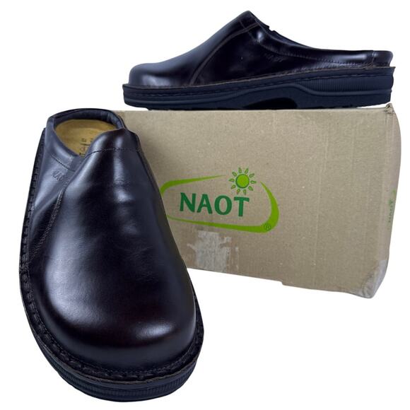 Naot Bjorn Clog Slip on Shoes Men's EU47 US14-14.5 Walnut Leather Cork Suede Bed - Picture 1 of 13